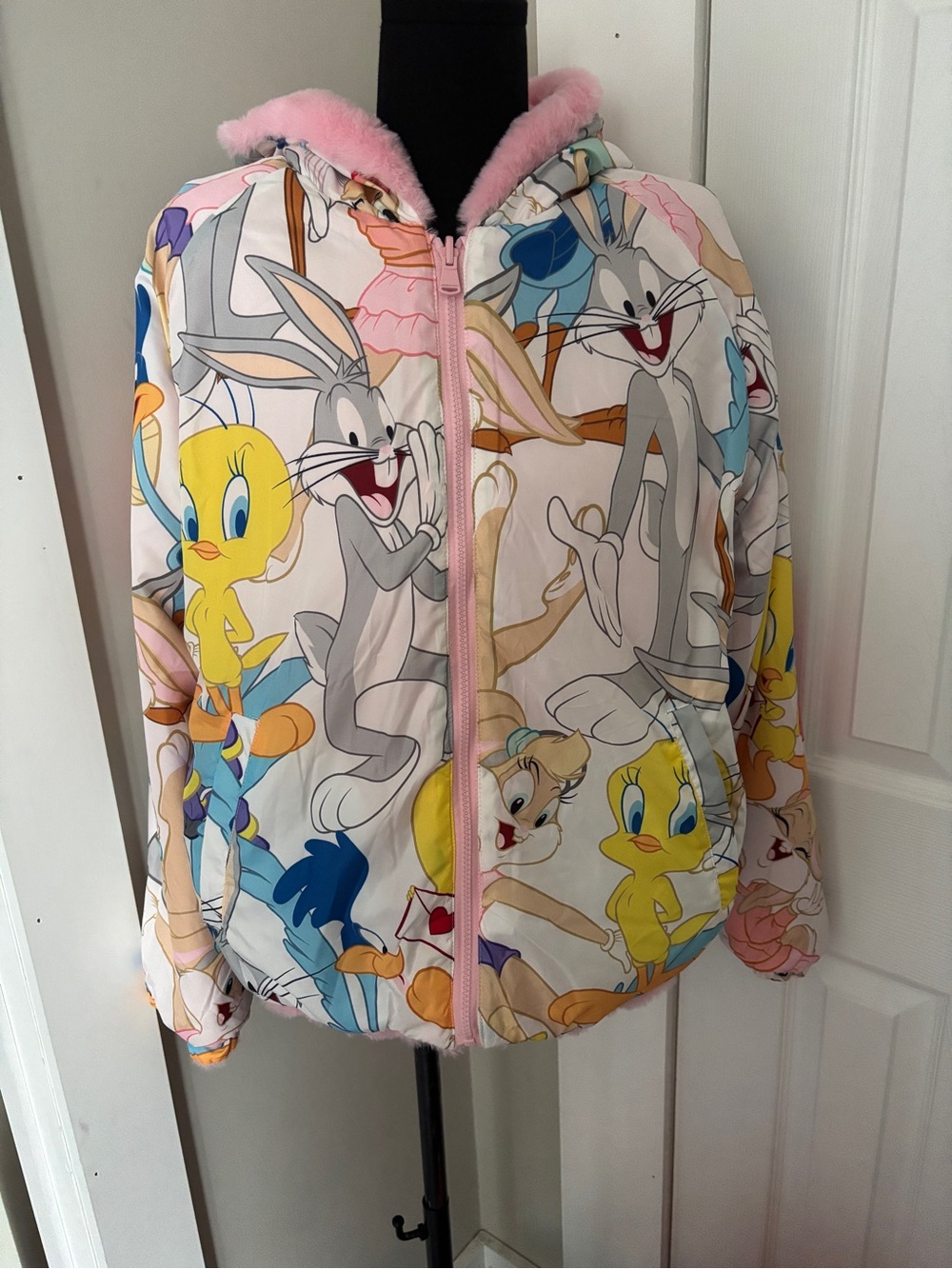 MEMBERS ONLY Looney Tunes Reversible Bomber Jacket Women's Size Large